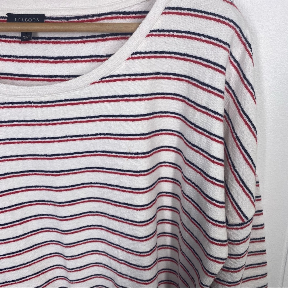 Talbots Striped Drop Shoulder Terry Top Large - Picture 4 of 6
